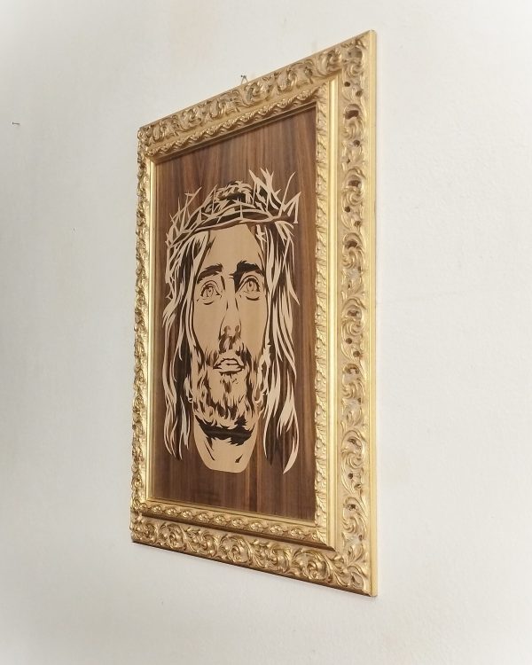 Portrait of Jesus , Handmade work. made of wood, High quality