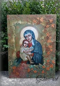Painting on Wood – Mary and baby Jesus