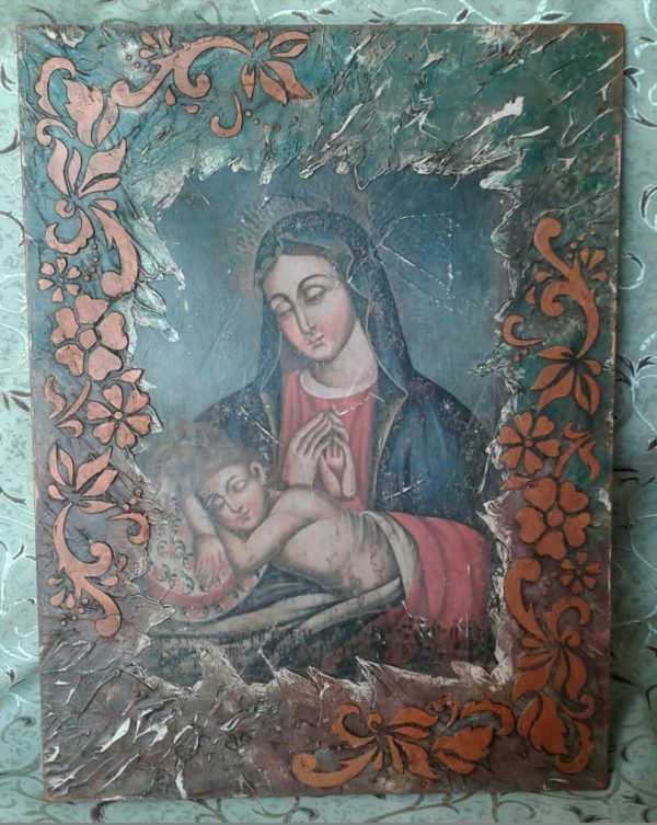 "Mary and Baby Jesus"-Painting on Wood