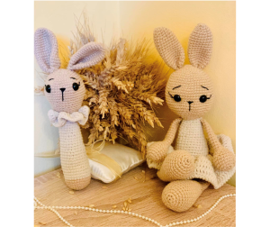 ‘ A Rabbit ‘ handmade crochet toy with rattle (R1)