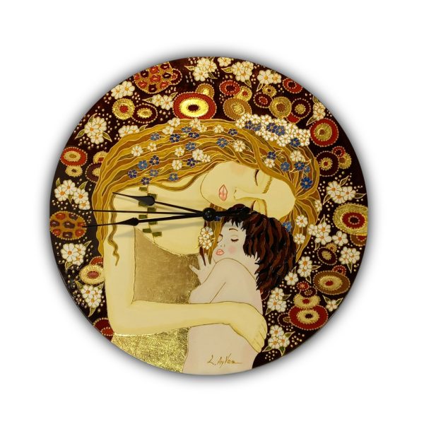 " Mother and child by G. Klimt" Handmade Wall Clock
