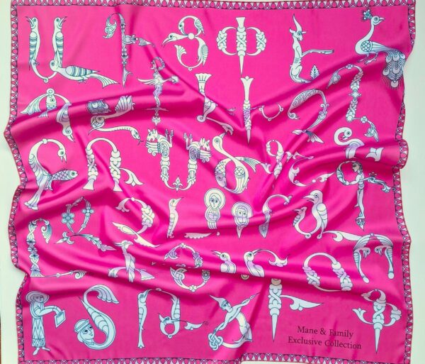 Pink Armenian Alphabet Scarf