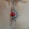 Pendant Sun Sterling Silver 925 with Red Coral