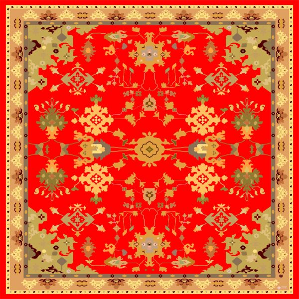 Armenian Red Silk Scarf By Artsakh Carpet