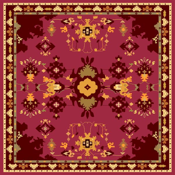 Red Silk Scarf With Armenian Pattern By Artsakh Carpet