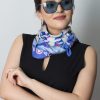 Blue Silk Scarf With Armenian Ornaments By Artsakh Carpet