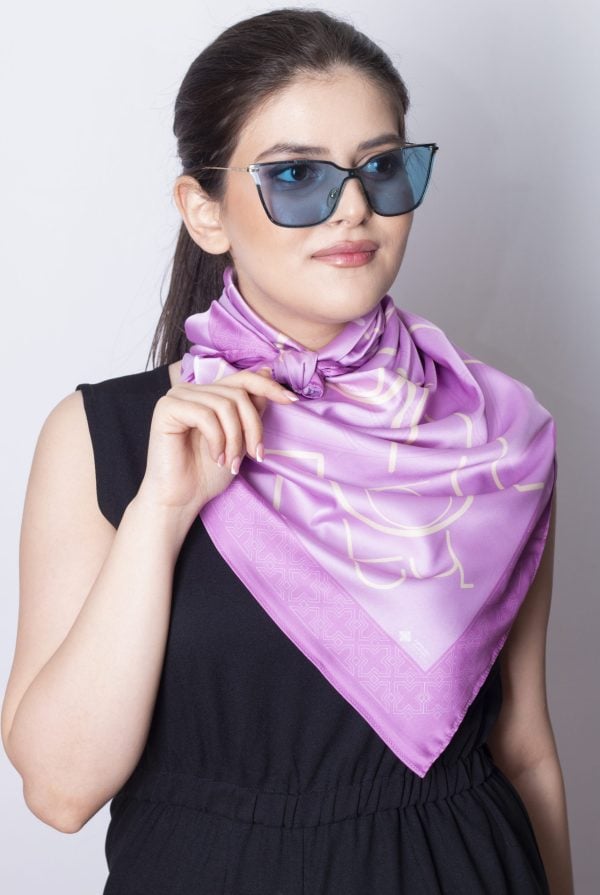 Purple Silk Scarf with Armenian Patterns