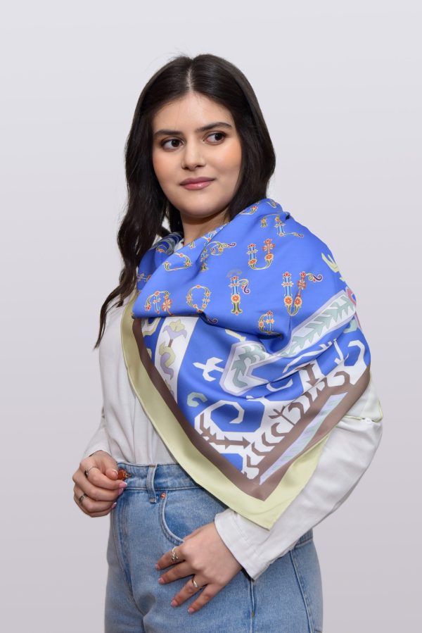 Armenian Blue Silk Scarf