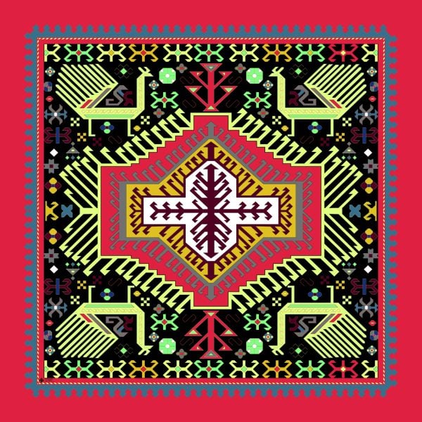 Colorful Traditional Pattern Silk Scarf