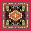 Red Silk Scarf with Armenian Pattern