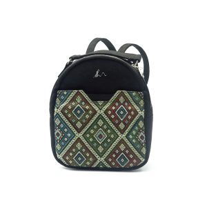 Sha Black Suede Small Handmade Backpack