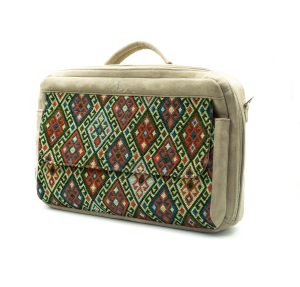 Sha Beige Laptop Bag With Traditional Ornament