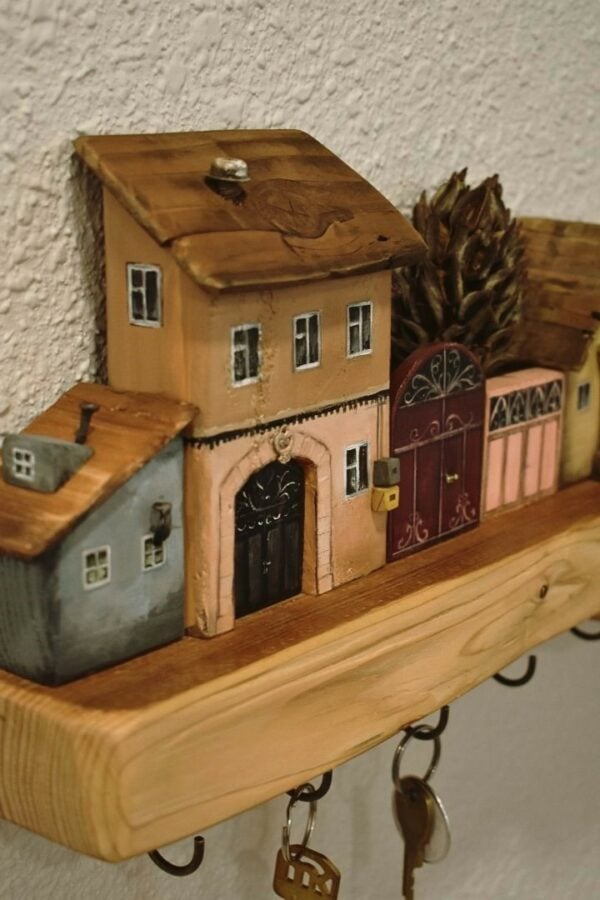 Wooden House Key Holder