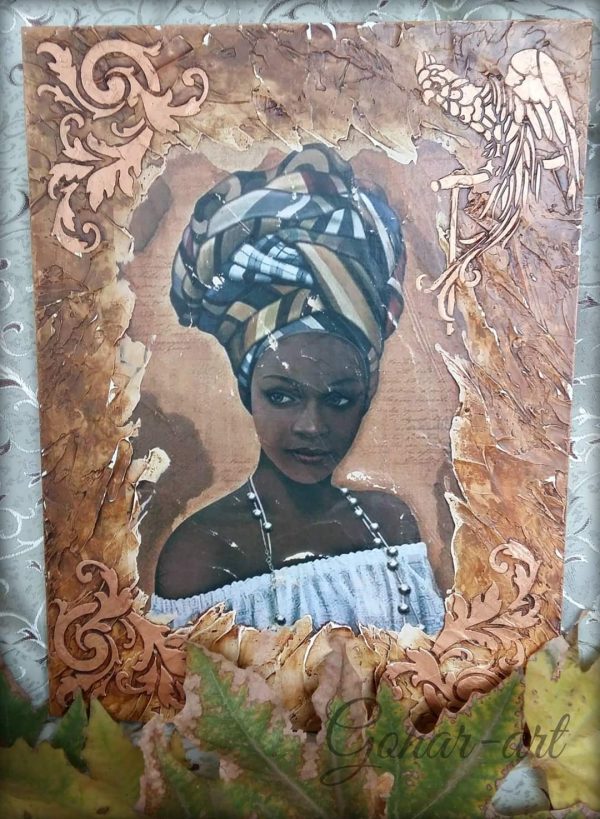 Painting on Wood - Black lady
