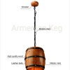 Pendant wooden barrel lamp Ceiling lights wood small size, light color
