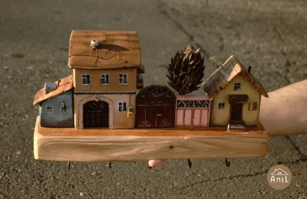 Wooden House Key Holder