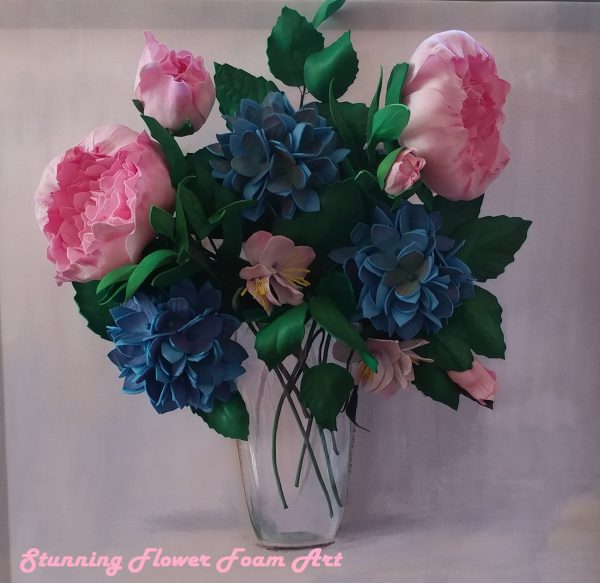 3D Wall Art "Hydrangeas and Peonies in the Glass Vase"