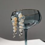 Beaded Long Earrings, Natural Silverita stone earrings, Sterling Silver floral earrings, Pear Cut Gemstone Boho earrings, Dainty Earrings