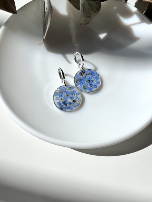 Epoxy Earrings with Dried Blue Flowers