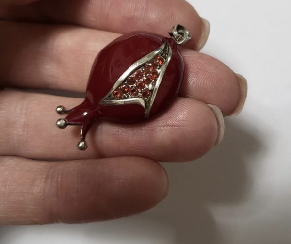 Pomegranate Silver and Enamel Pendant