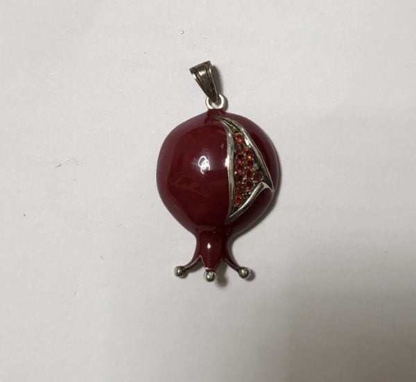 Pomegranate Silver and Enamel Pendant