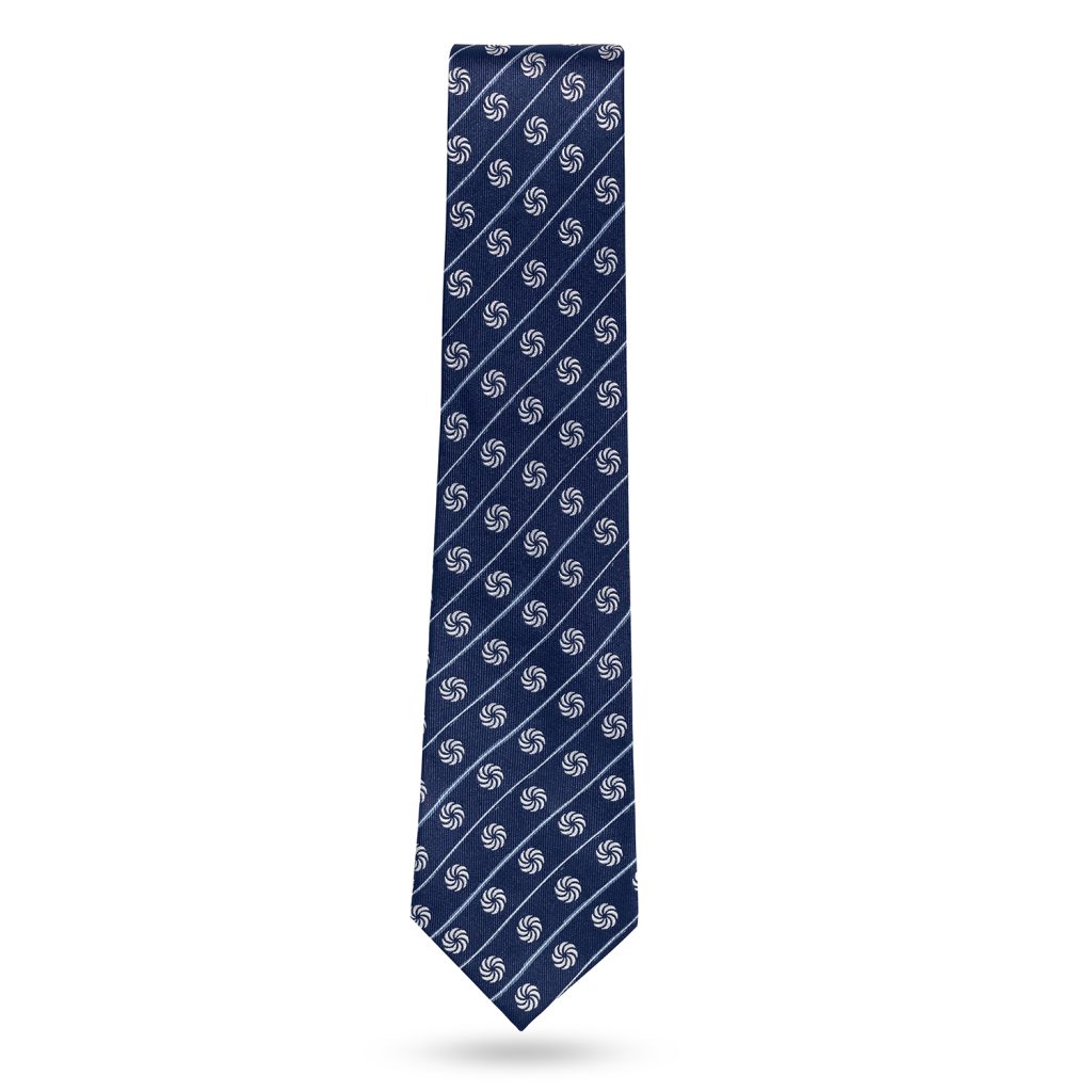 blue and white necktie