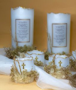 Candle for christening, souvenir, favor, tarosik