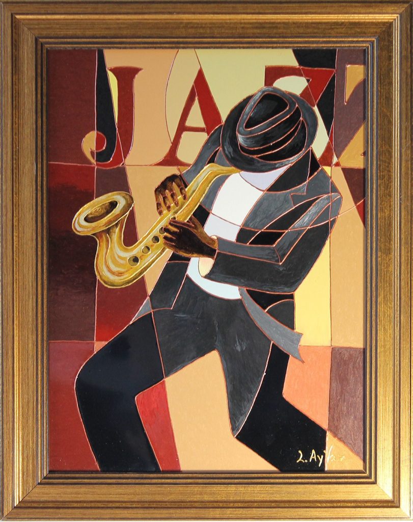 a man playing on saxophone