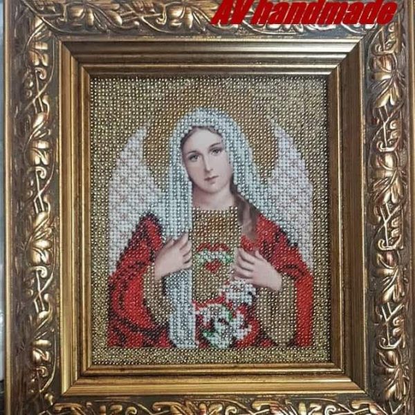 Satin Silk and Czech Beads Embroidered Icon