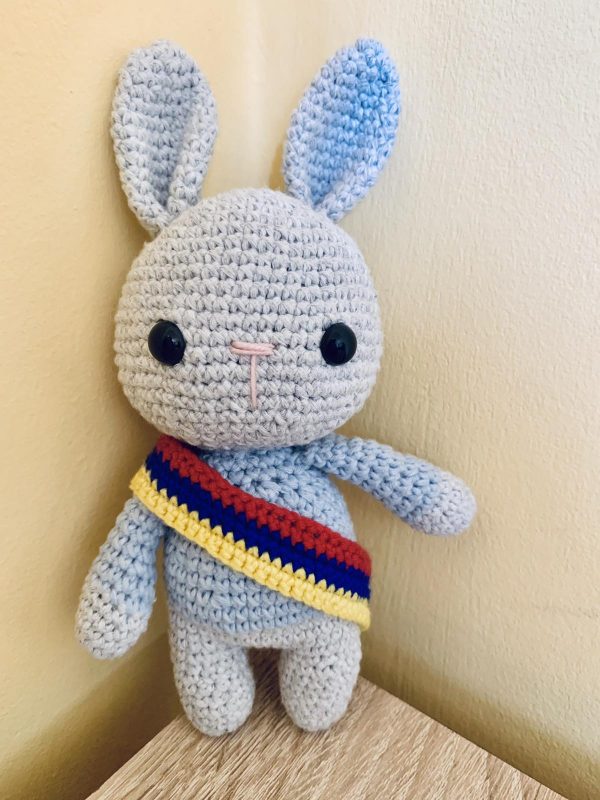 ''A Rabbit'' handmade crochet toy with Armenian flag (A4)