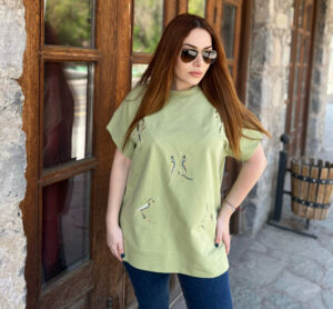 Oversize t-shirt handmade embroidery “Letters”
