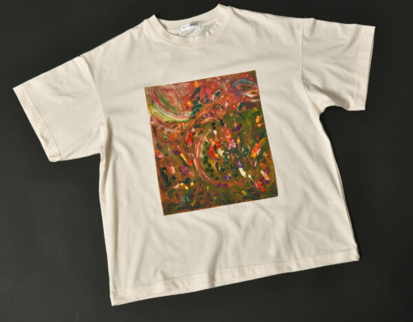 Oversize t-shirt handmade embroidery "Flower symphony"