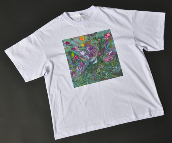 "Abstract Flowers" Embroidered Oversized T-Shirt