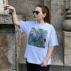 "Abstract Flowers" Embroidered Oversized T-Shirt