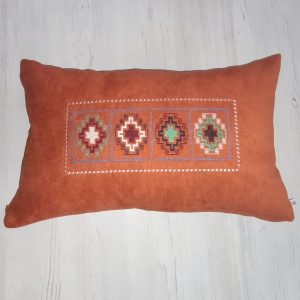 An Armenian embroidered pillow or pillow cover with Armenian carpet ornaments