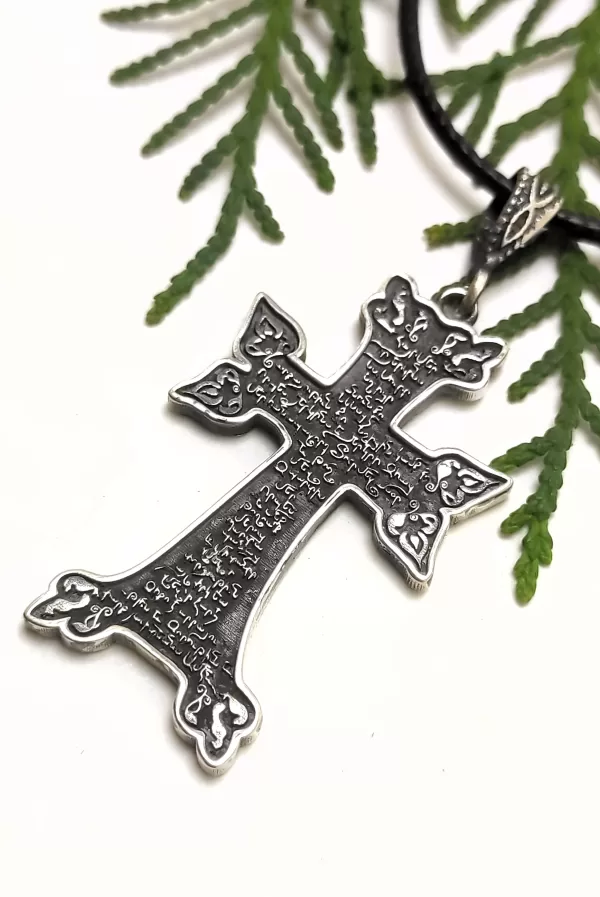 Armenian Cross Necklace with Prayer