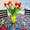 tablecloth indoors with vase