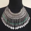 Half Moon Pomegranate Drop Coin Statement Necklace, Chrysolite Stones