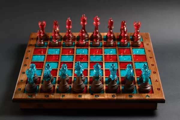 Chess Made of Wood and Resin | Pieces Glow in the Dark