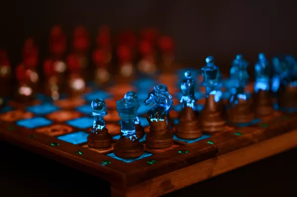 Chess Made of Wood and Resin | Pieces Glow in the Dark