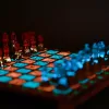 Chess Set Made of Wood and Resin | Pieces Glow in the Dark