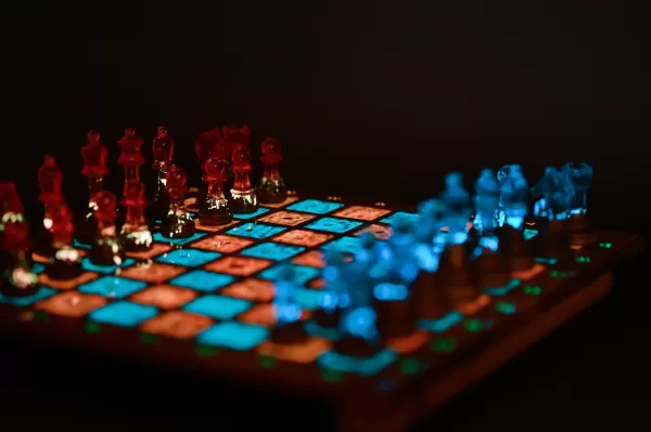 Chess Made of Wood and Resin | Pieces Glow in the Dark