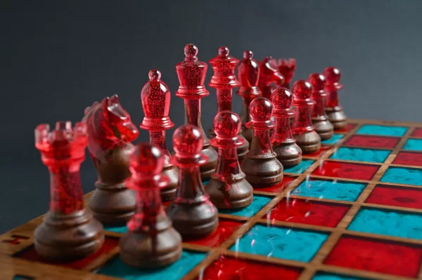 Chess Made of Wood and Resin | Pieces Glow in the Dark