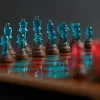 Chess Set Made of Wood and Resin | Pieces Glow in the Dark