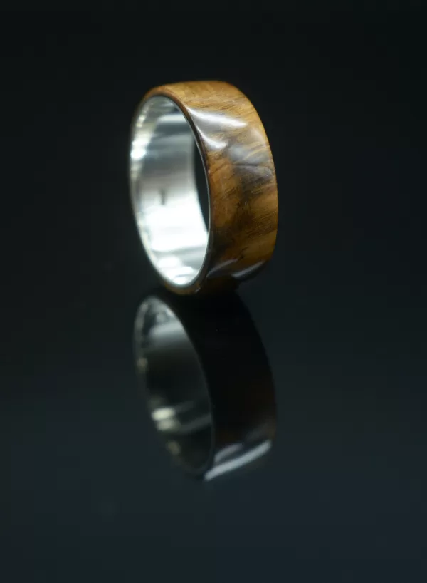 Ring Made of Walnut Wood and 925 Silver