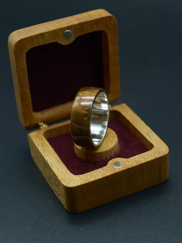 Ring Made of Walnut Wood and Silver 925