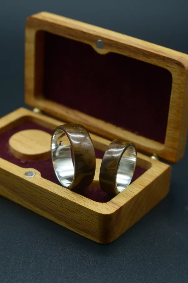 Ring Made of Walnut Wood and 925 Silver