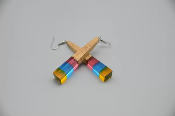 Earrings Made of Apricot Wood and 925 Silver