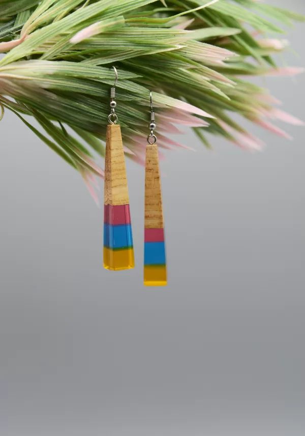 Earrings Made of Apricot Wood and 925 Silver