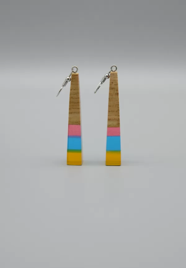 Earrings Made of Apricot Wood and 925 Silver